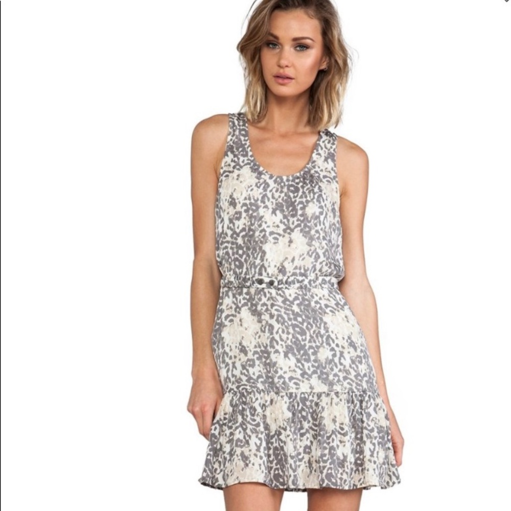 Joie Gray Ori D Leopard Print Dress Size Small